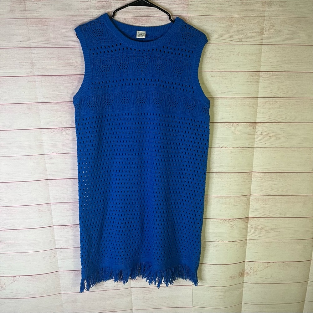 Anna & Ava Aqua Blue. Crochet Fringe Beach Cover Up Dress‎ Size L/XL